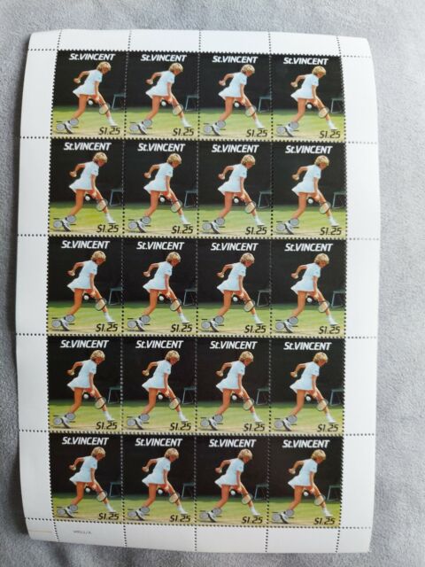 STEFFI GRAF Unused Complete TENNIS Stamp Sheet St Vincent
