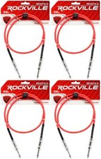 4 Rockville RCGT3.0R 3' 1/4" TS to 1/4'' TS Guitar/Instrument Cable