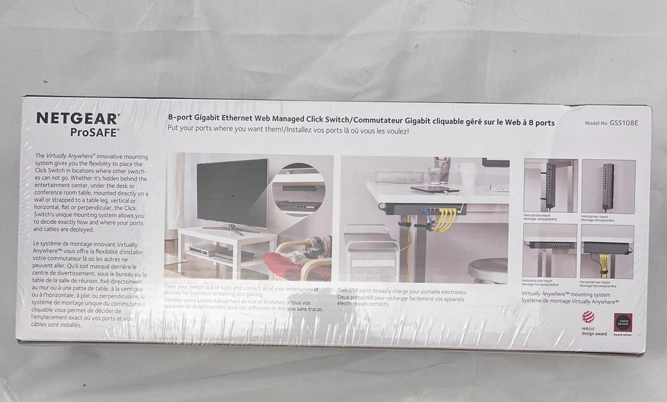 Netgear GSS108E 8-Port Gigabit Ethernet Plus Click Switch - Black - Image 2 of 4