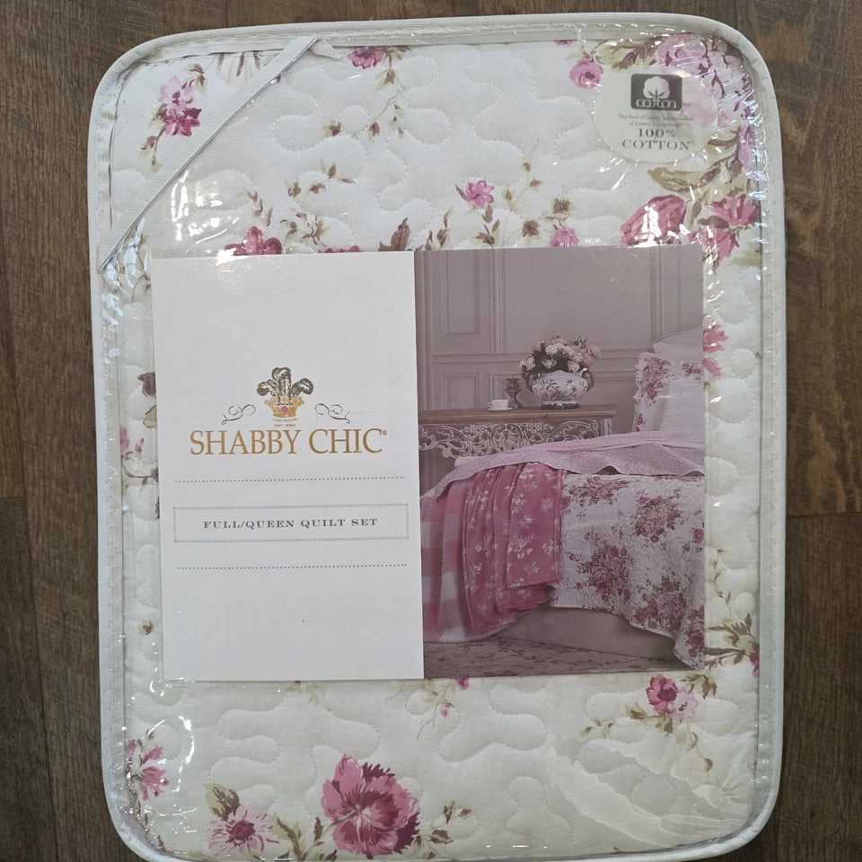 Edredón Shabby Chic Completo/Queen Cottage Rosa y 2 Fundas NUEVO 100% Algodón Reversible Foto 3 de 4