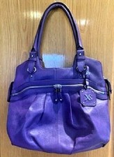 Xx Maxx New York Purple 100% Leather Satchel Handbag Bag