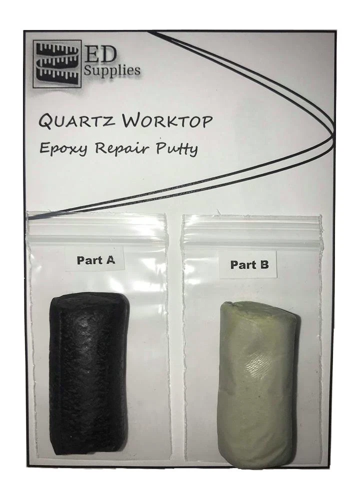 ED SUPPLIES 38G Nero. Stucco epossidico riparazione lavello e piano di lavoro al quarzo - rotto, scheggiature e crepe.