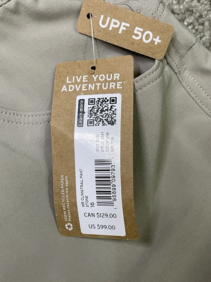 Pantalones Eddie Bauer Travex Beige Climatrail Senderismo Aire Libre Pull On Mujer 16 Nuevos con Etiquetas Foto 3 de 4