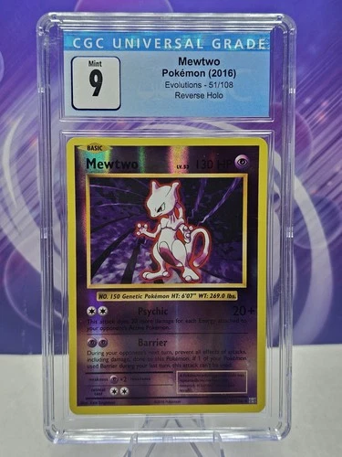Mewtwo 51/108 Evolutions Reverse Holo CGC 9 Mint Blue Label