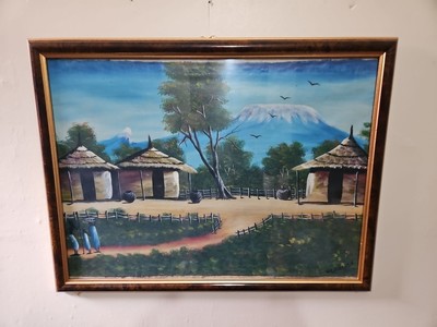 Kilimandscharo aus Amboseli Nationalpark Original Ölgemälde. Kenia