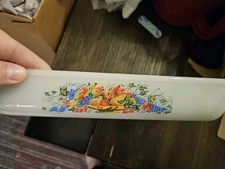 Vintage Glasbake J2024 Casserole Dish Fruit/ Spring Medley Milk Glass 1.5 Quart