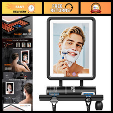 Fogless Heated Shower Mirror for Shaving - Dimmable Lights, Anti-Fog, No-Drill,