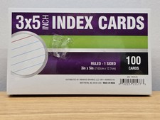 100 Count Ruled On Front Lined Index Cards White 3x5 Inch 1 Sided