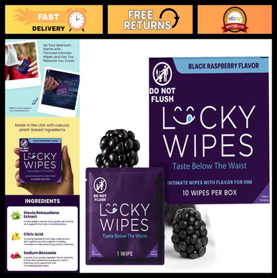 Men's pH Balanced Intimate Wipes - Individually Wrapped Flavored Pack of 10 - Bl