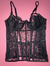 Victoria's Secret DESIGNER COLLECTION 32C,34C,34D CORSET BLACK lace crystallized