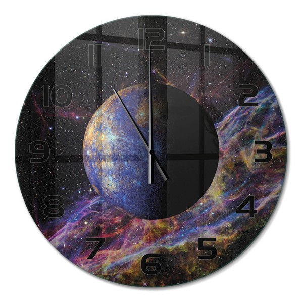 Glasuhr Runde Moderne Wanduhr Aus Glas Quecksilber Schwarze Zeiger Fi60 Cm-image