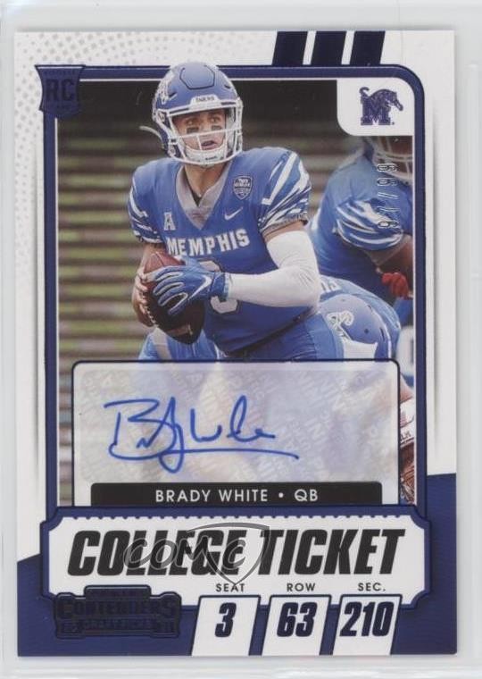 2021 Contenders Draft Picks College Ticket 97/99 Brady White Rookie Auto RC 7xr