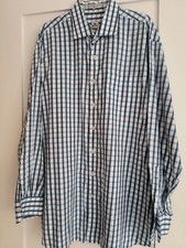 Peter Millar Mens Plaid Button-Down Shirt XXL 100 Cotton Blue Check