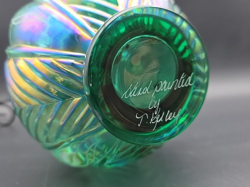 Lovely Fenton Art Glass Vase Iridescent Hand Painted Kelley - Picture 8 of 10