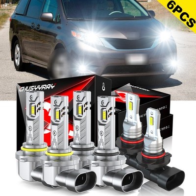 FOR Toyota Sienna 2006-2010 6000K 6X LED Headlight High&Low+ Fog Light Bulb Kit