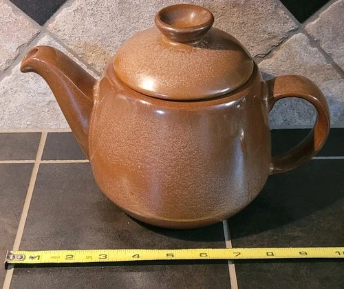 Vintage Frankoma Pottery Teapot Coffeepot Plainsman Brown 6 1/2” With Lid