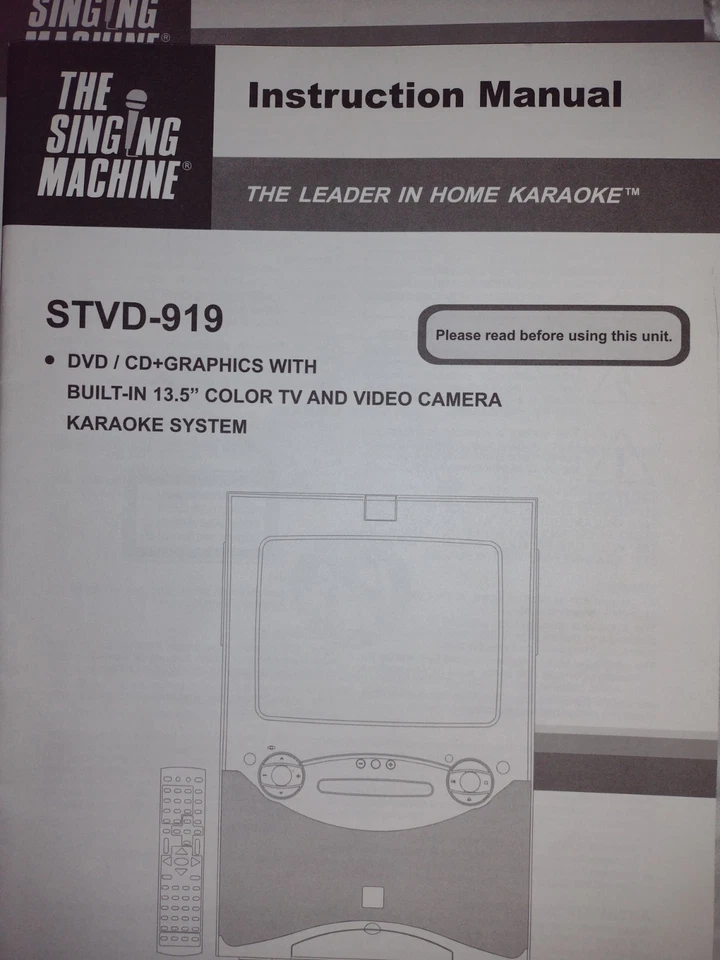 THE SINGING MACHINE DVD KARAOKE PLAYER MODEL STVD-919  REMOTE CONTROL & MANUALS - Image 2 of 4