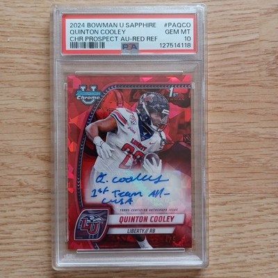 2024 Bowman U Red Sapphire QUINTON COOLEY 4/5 AUTO PSA 10 INSCRIBED POP 1!