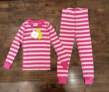 New NWT Hanna Andersson 110 Sz 5 Pink Striped Long Johns Pajamas Organic Peru