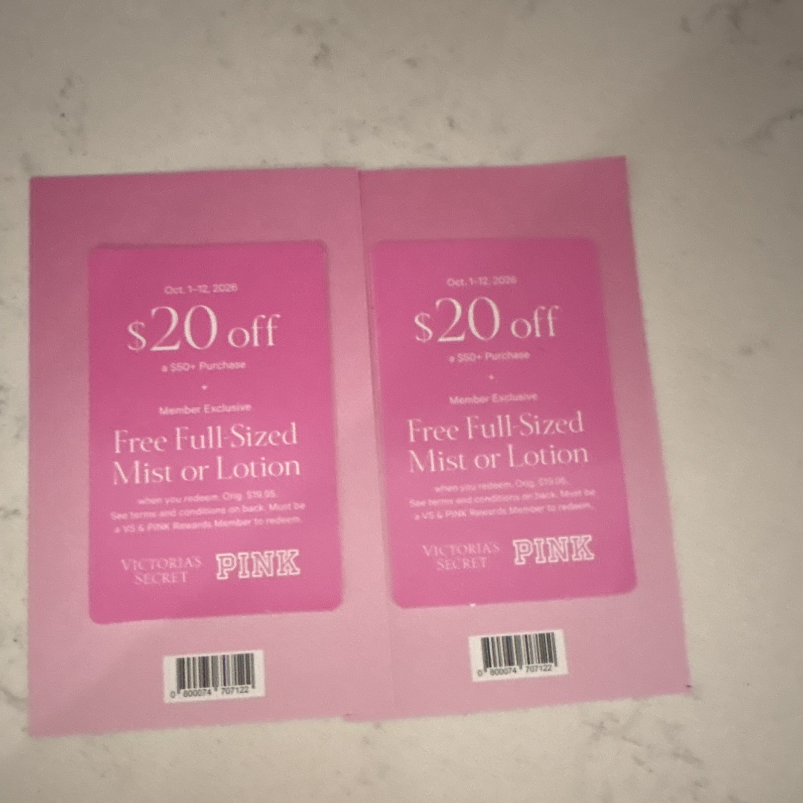 Victoria's Secret PINK $20 Off $50+ Coupon US Nationwide Expires Oct 1-13 2026