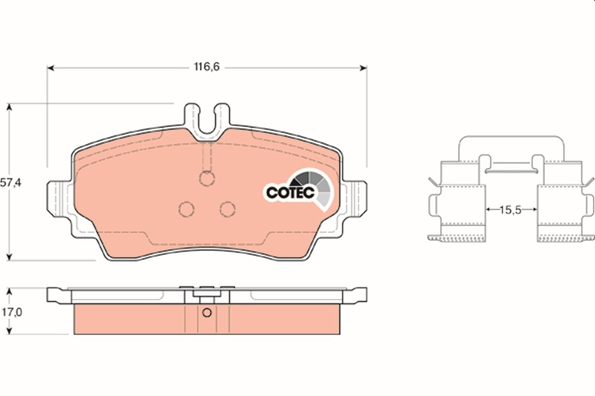 Front TRW-OE GDB1292 Brake Pad Set, disc brake for MERCEDES-BENZ