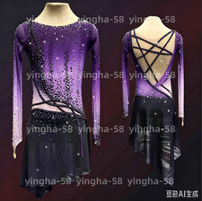 Ice Figure Skating Dress Rhythmic Gymnastics Twirling Competition purple dyeing