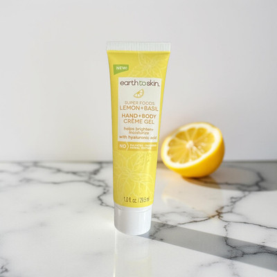 Earth to Skin Superfoods Lemon + Basil Hand & Body Cream Gel 1 oz   Authentic