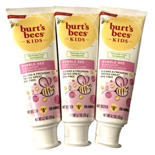 Burt's Bees Kids Bubble Bee Bubblegum Fluoride-Free Toothpaste 4.7 oz Lot of 3