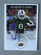 2015 UD AUTHENTICS ROOKIE DUKE JOHNSON CARD AUTO. UAS-24 (TIM). rookie card picture