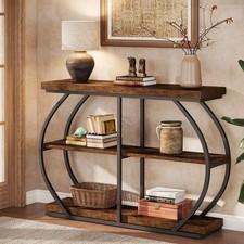 Tribesigns 41.3 Inch Console Table • Industrial 3-Tier Entryway Table • Arched M
