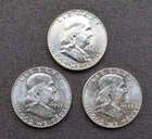 $1.50 Face Value - US 90% Silver Franklin Halves - Uncirculated - Lot #5