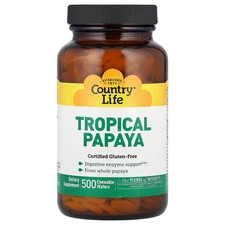 Country Life Natural Tropical Papaya 500 Wafers Gluten-Free, GMP Quality Assured