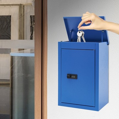 Modern Wall-mounted Mailbox Post Office Box Blue Mail Box With Password Lock NEW