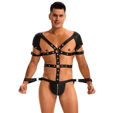 Mans Adjustable Lether Harness Men Hip Open Back Straps Sexy Lingerie Men