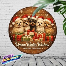 Shih Tzu Dog Wall Art Round Aluminum 8x8 Vintage Pet Metal Sign