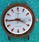 C1702 mens 1974 Timex Marlin Red Fancy Manual Vintage Runs As Is Parts Watch lot
