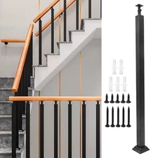 80cm 270° Adjustable Metal Black Square Stair Baluster Posts Railing Posts 31.5"
