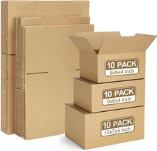 Eupako 30 Pack Small Shipping Boxes Assorted Sizes, 8x6x4 & 9x6x4 & 10x7x5 10 PC