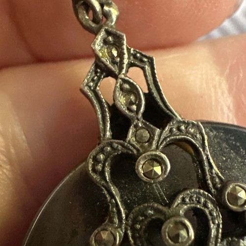 Sterling silver vintage Marcasite pendant - Picture 3 of 9