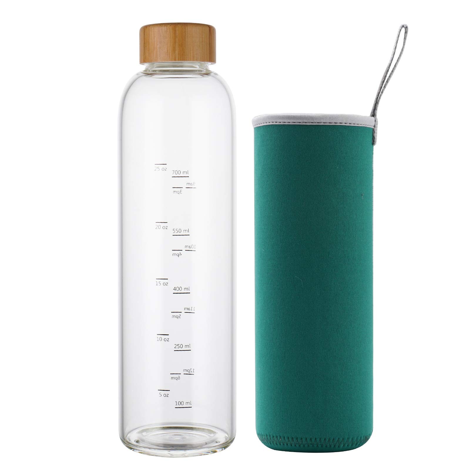 With Time Marker Bamboo Lid 32 Ounces, Green