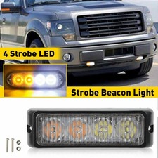 Amber 4 Car White LED Beacon Truck Hazard Warning Light Flash Strobe
