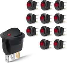 12V 24V 20A SPST Red LED Round Rocker Switch 12PCS DC Automotive Toggle Switch
