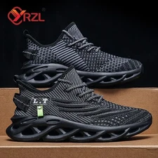 Men's RUNNING Shoes Casual Sneakers Outdoor Breathable Black Mesh Trainers