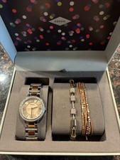 Fossil Virginia Two-Tone Stainless Steel Ladies Watch Set W/ Bracelets