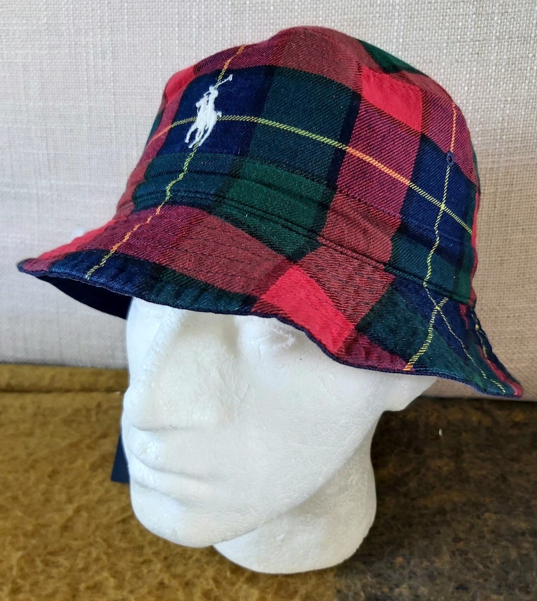 Ralph Lauren Plaid Bucket Hat in Red and Green Nwt Polo Ralph Lauren Reversible Tan/Plaid Bucket Hat  main image 3