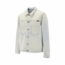 Veste NUDIE JEANS Ronny En Jean Homme L Denim Crispy Océan Lavé Col Élargi