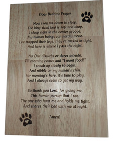 Dogs bedtime prayer handmade wooden wall sign size 8x12 oak