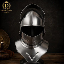 Casco visera caballero medieval armadura gótica casco de acero con garganta - renacimiento