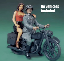 1/35 Scale WWII German Soldier & Woman Resin Figures Set Motorcycle Crew NO MOTO