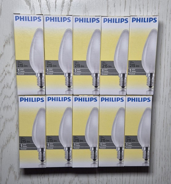 10 X Philips E14 25W Matt Classic GlüHlampe GlüHbirne Dimmbar Kein Led Ses Kerze-image